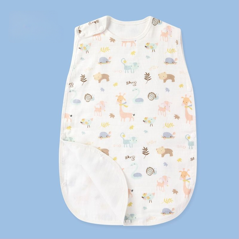 Dječji spavaći vreća, tanak ljetni pamuk gazu, prozračna s podstavom od čistog pamuka i punilom od pamuka, izvezen uzorak