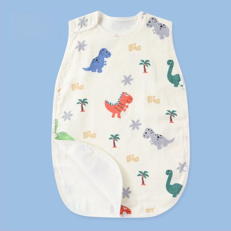 Dječji spavaći vreća, tanak ljetni pamuk gazu, prozračna s podstavom od čistog pamuka i punilom od pamuka, izvezen uzorak