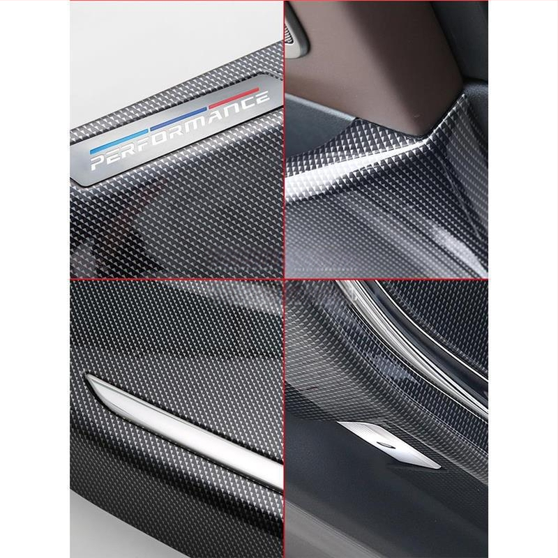 BMW ajtó kick-plate védő – ABS, karbon szövet minta, belső átalakítási kiegészítő, kompatibilis 3-as, 5-ös, X3, X5, X7