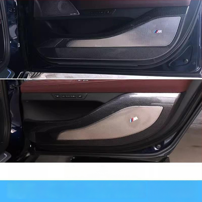 BMW ajtó kick-plate védő – ABS, karbon szövet minta, belső átalakítási kiegészítő, kompatibilis 3-as, 5-ös, X3, X5, X7