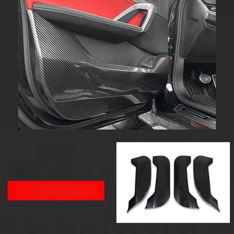 BMW ajtó kick-plate védő – ABS, karbon szövet minta, belső átalakítási kiegészítő, kompatibilis 3-as, 5-ös, X3, X5, X7