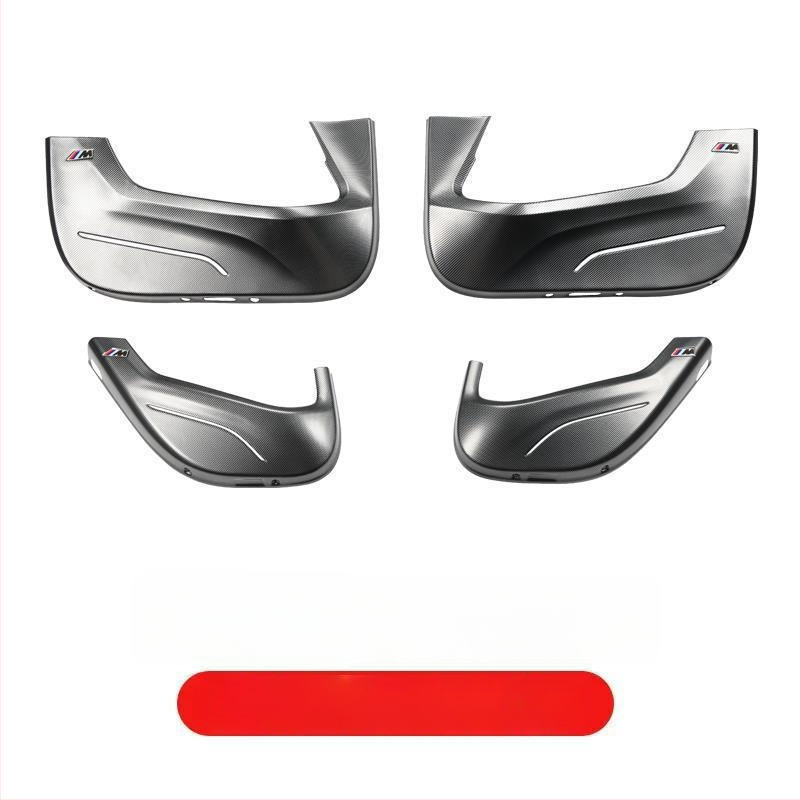 BMW ajtó kick-plate védő – ABS, karbon szövet minta, belső átalakítási kiegészítő, kompatibilis 3-as, 5-ös, X3, X5, X7