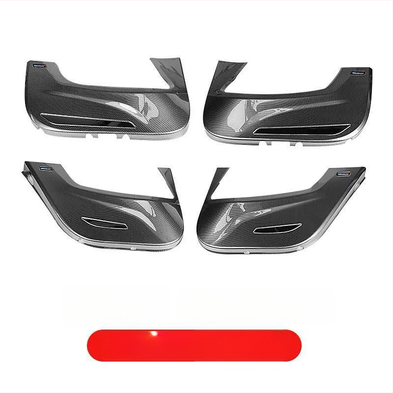 BMW ajtó kick-plate védő – ABS, karbon szövet minta, belső átalakítási kiegészítő, kompatibilis 3-as, 5-ös, X3, X5, X7