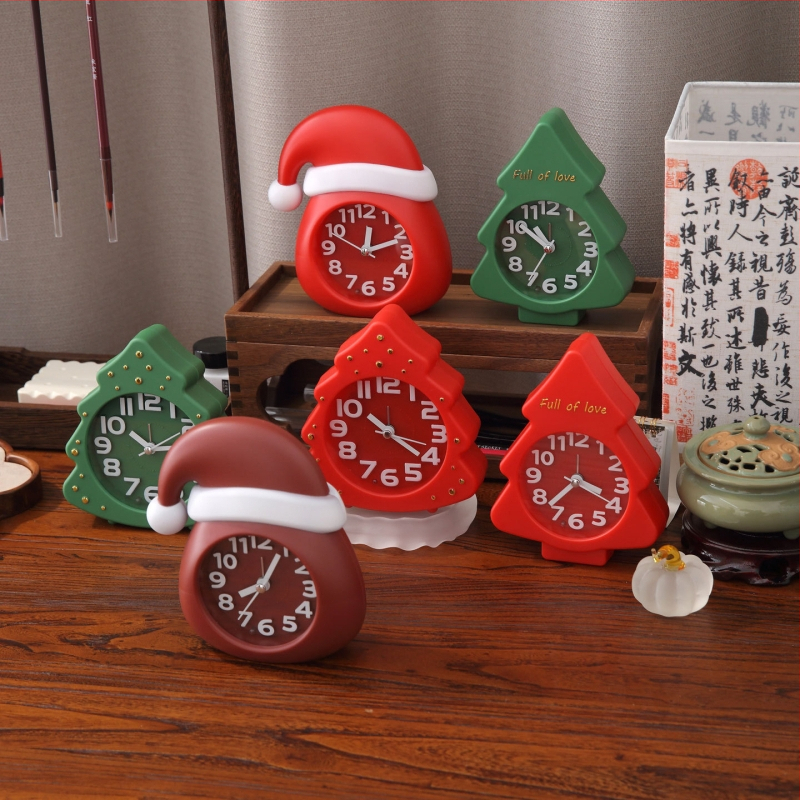 Karikatuurse jõulupuudega äratuskell, Seiko elektrooniline käik, LED-ekraan näidikute ja numbritega, akutoitega, ühepoolne