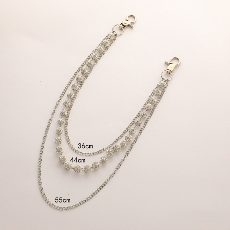 Nerūsējošā tērauda derék- és testlánc színes agyag gyöngyökkel és gyémánt gömb formájú gyöngyökkel, gyöngyátmérő 10 mm