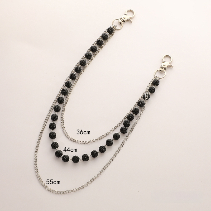 Nerūsējošā tērauda derék- és testlánc színes agyag gyöngyökkel és gyémánt gömb formájú gyöngyökkel, gyöngyátmérő 10 mm