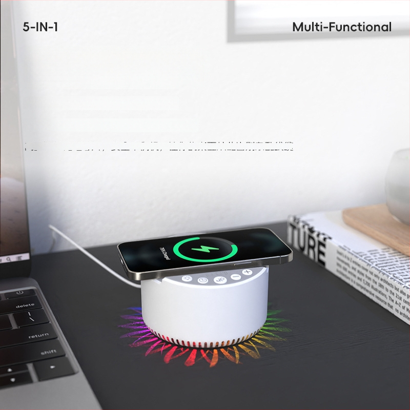 Bluetooth колонка за сън с таймер и музика, 15W безжично бързо зареждане, вградена батерия