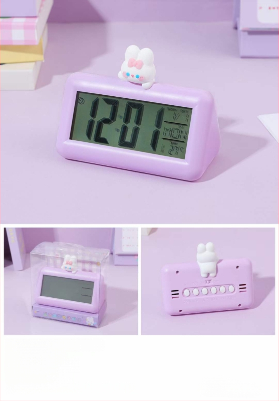 Elektriline äratuskell kolmnurkse kujuga küüliku disainiga, temperatuuri kuvamine ja mitmekülgne taimer, Xiaozhu Meijia