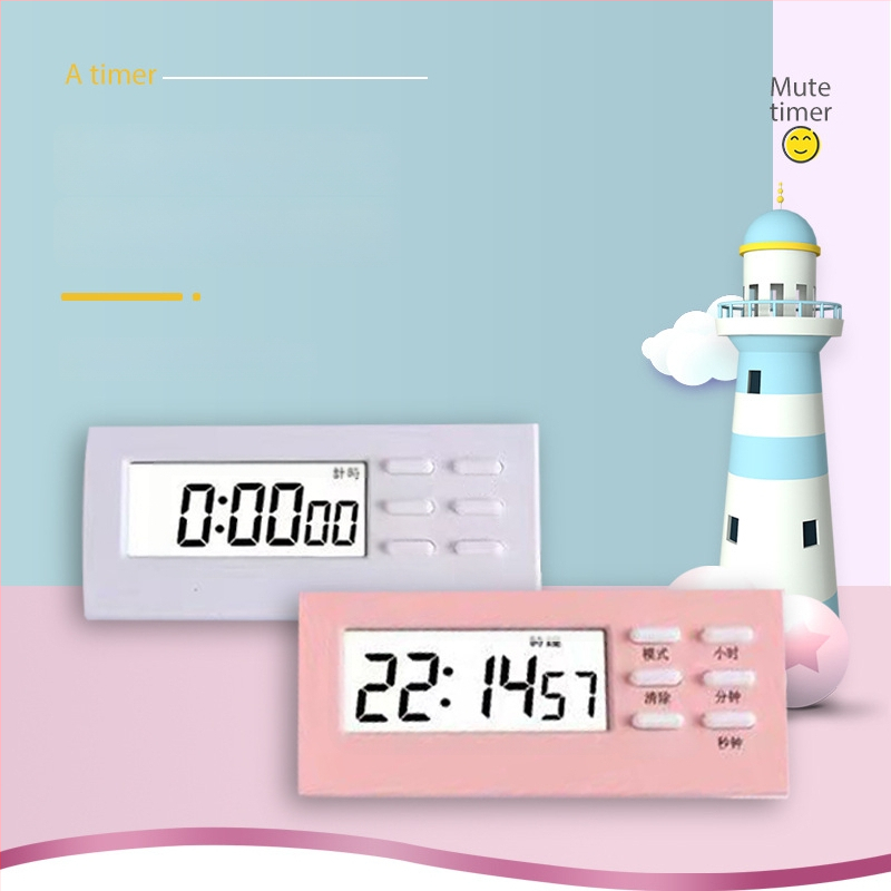 Mini multifunktsionaalne taimer-äratuskell õpilastele, elektroniline mehhanism, LCD numbriline ekraan, ristkülikukujuline kujundus, patareitoitel