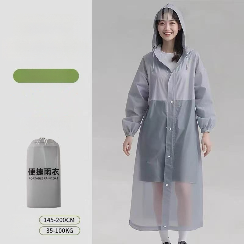 Garš lietusmētelis ārējiem ceļojumiem un kalnu pārgājieniem, PVC audums, ūdensnecaurlaidīgs PU slānis, iespējama logotipa druka