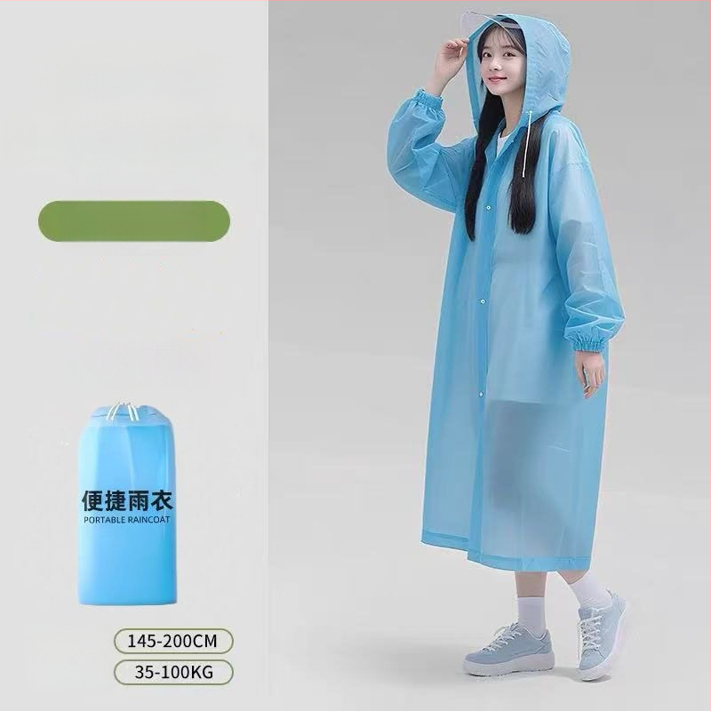 Garš lietusmētelis ārējiem ceļojumiem un kalnu pārgājieniem, PVC audums, ūdensnecaurlaidīgs PU slānis, iespējama logotipa druka