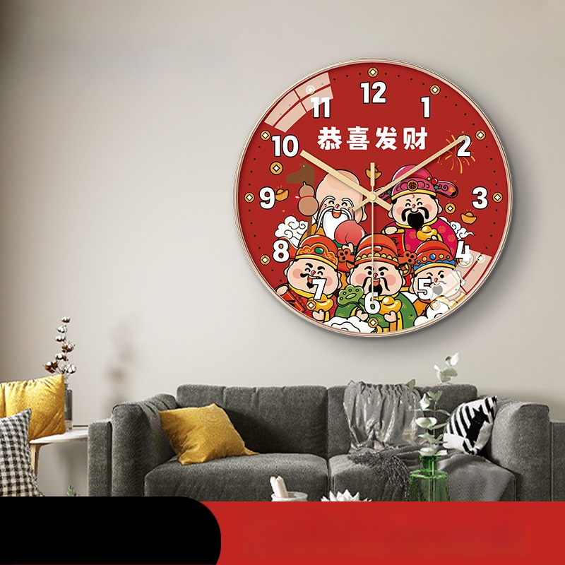 Hiina stiilis seina kell Rikkusejumalaga, aukudeta kinnitusega, akudega kvarc-liikumine, mudel TFC08-5G