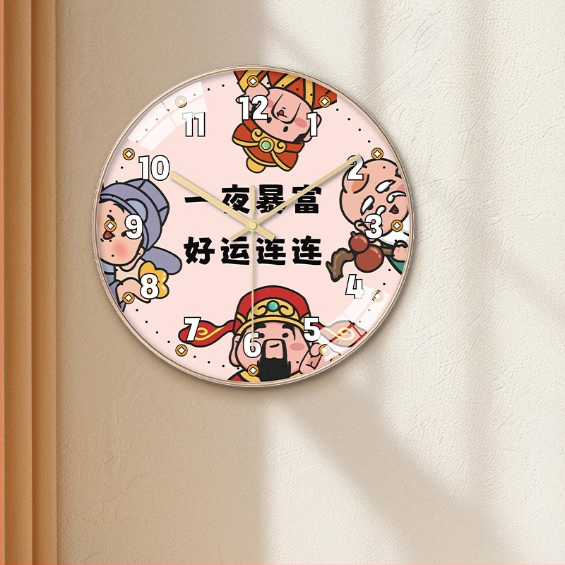 Hiina stiilis seina kell Rikkusejumalaga, aukudeta kinnitusega, akudega kvarc-liikumine, mudel TFC08-5G