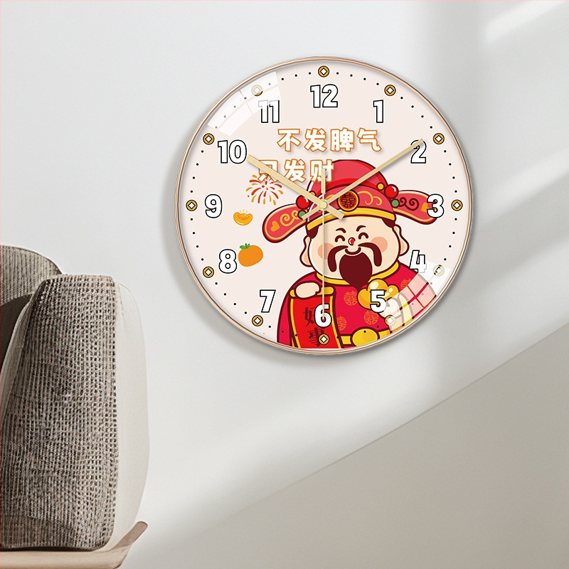 Hiina stiilis seina kell Rikkusejumalaga, aukudeta kinnitusega, akudega kvarc-liikumine, mudel TFC08-5G