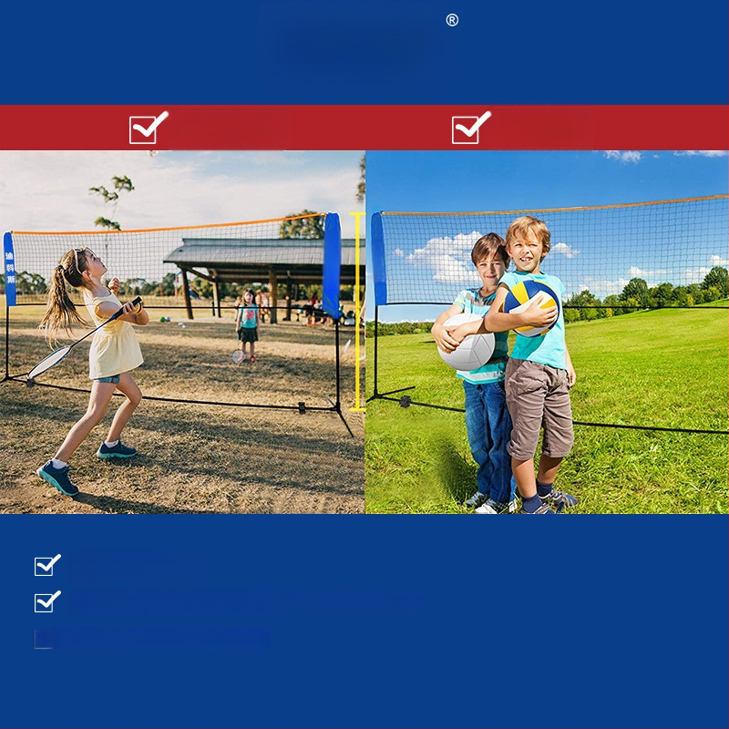 Okvir mreže za badminton – prenosni, sklopivi za vanjske natjecateljske uvjete, aluminijska legura, marka Dicos, mogućnost privatne oznake