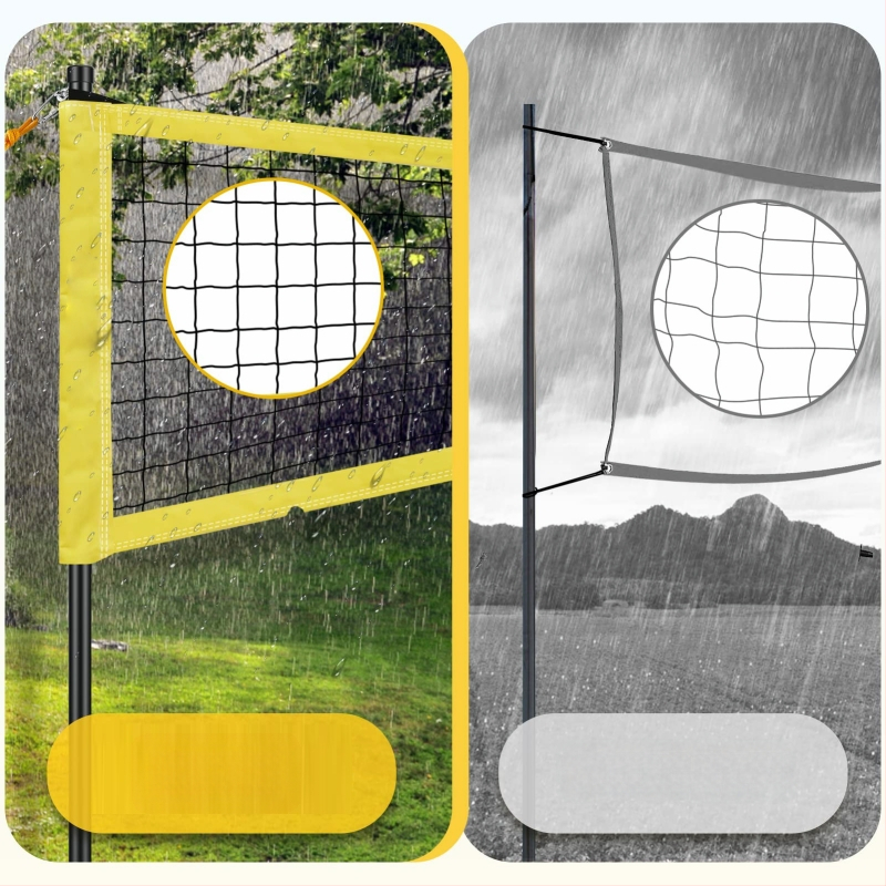 Prijenosni set mreže za odbojku: konstrukcija od najlona, poliestera i PVC-a; aluminijska legura okvir i čelični dijelovi; mogućnost prilagodbe; brenda Hengfeng Ruichuang