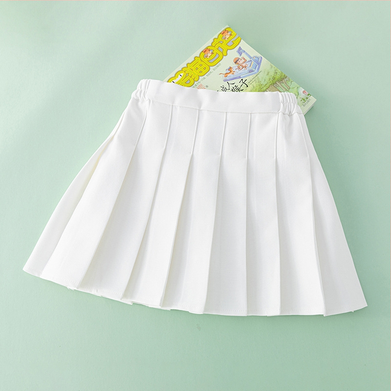 Bērnu šifona plissētā svārki ar elastānu (<30%), koledžas stila, vecums 3–8 gadi, vasara 2024