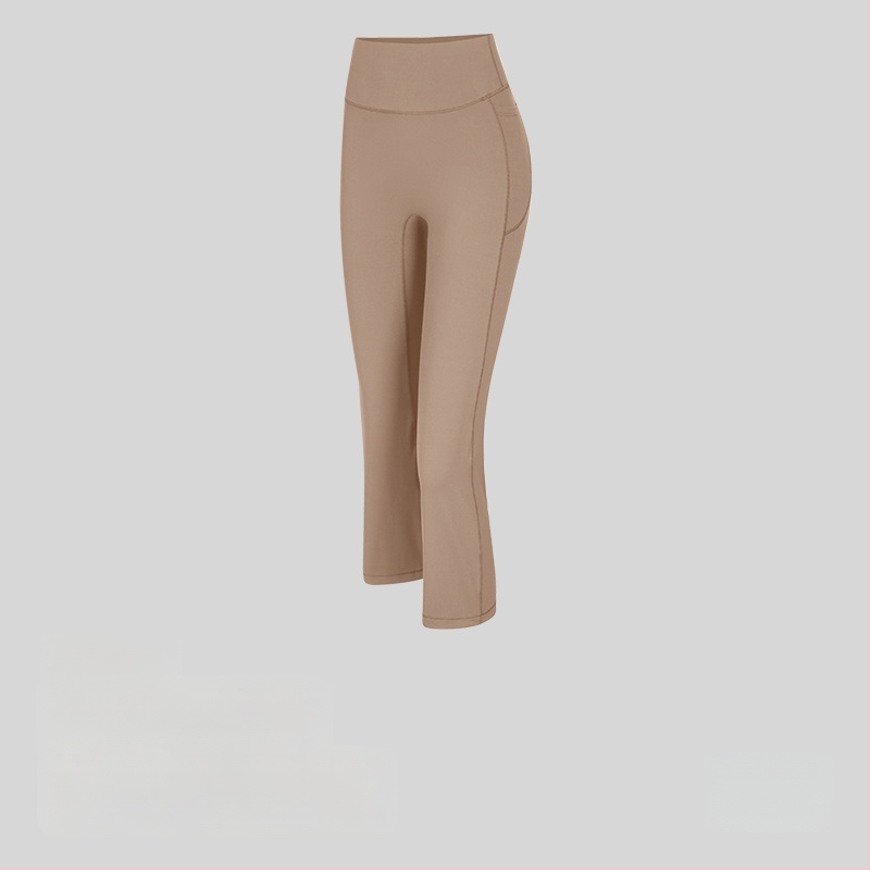 Sieviešu joga bikses ar augstu jostu, īss griezums, elpojošs neilona-spandeksa audums (80% neilona, 20% spandeksa).