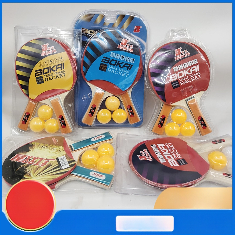 Bokai rachetă tenis de masă — set dublu, lamă din poplar, gumă lipită, lovitură directă, pentru interior