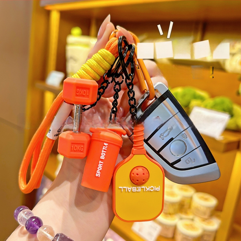 Σετ ρακέτες pickleball με καρτούν στυλ, μπρελόκ κλειδιών, μπουκάλι νερού ντοπαμίνης και μενταγιόν για σακίδιο