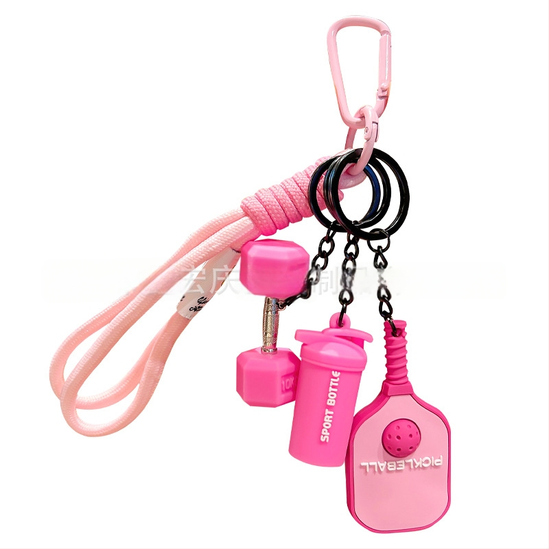 Σετ ρακέτες pickleball με καρτούν στυλ, μπρελόκ κλειδιών, μπουκάλι νερού ντοπαμίνης και μενταγιόν για σακίδιο