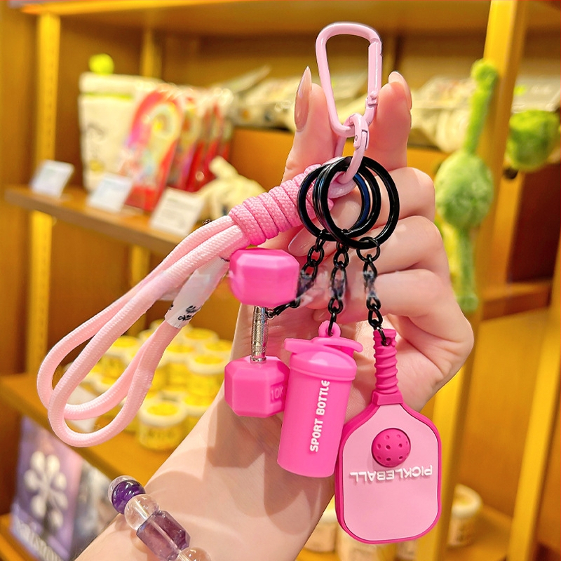 Σετ ρακέτες pickleball με καρτούν στυλ, μπρελόκ κλειδιών, μπουκάλι νερού ντοπαμίνης και μενταγιόν για σακίδιο