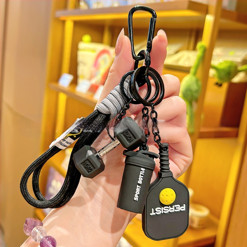 Σετ ρακέτες pickleball με καρτούν στυλ, μπρελόκ κλειδιών, μπουκάλι νερού ντοπαμίνης και μενταγιόν για σακίδιο