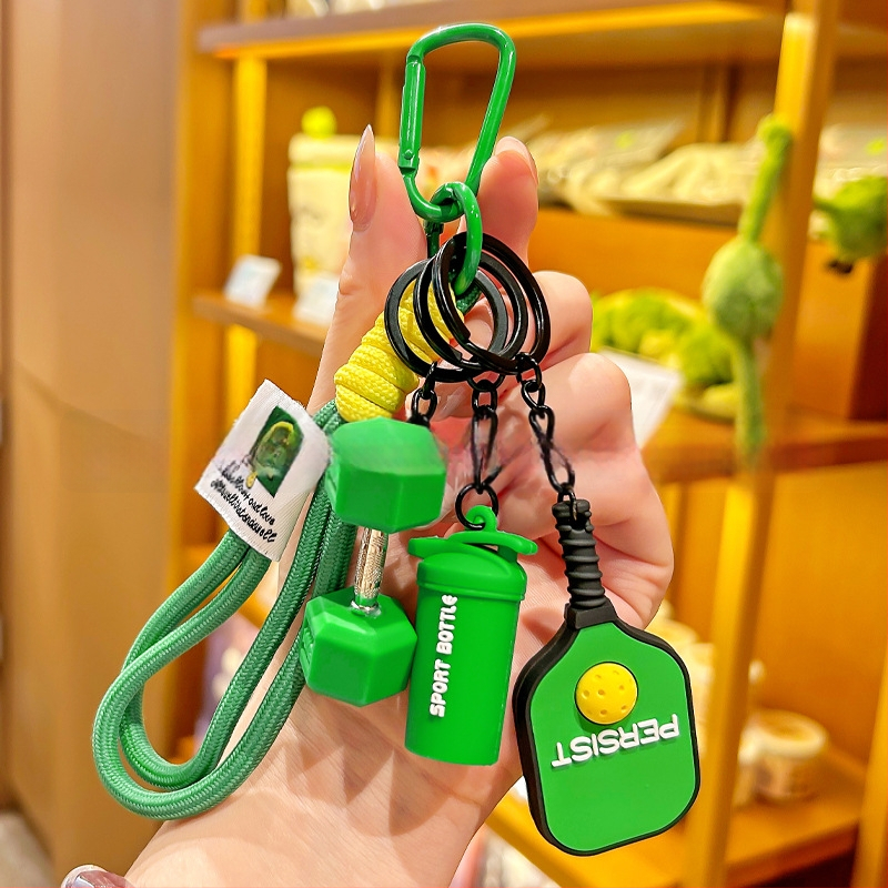 Σετ ρακέτες pickleball με καρτούν στυλ, μπρελόκ κλειδιών, μπουκάλι νερού ντοπαμίνης και μενταγιόν για σακίδιο