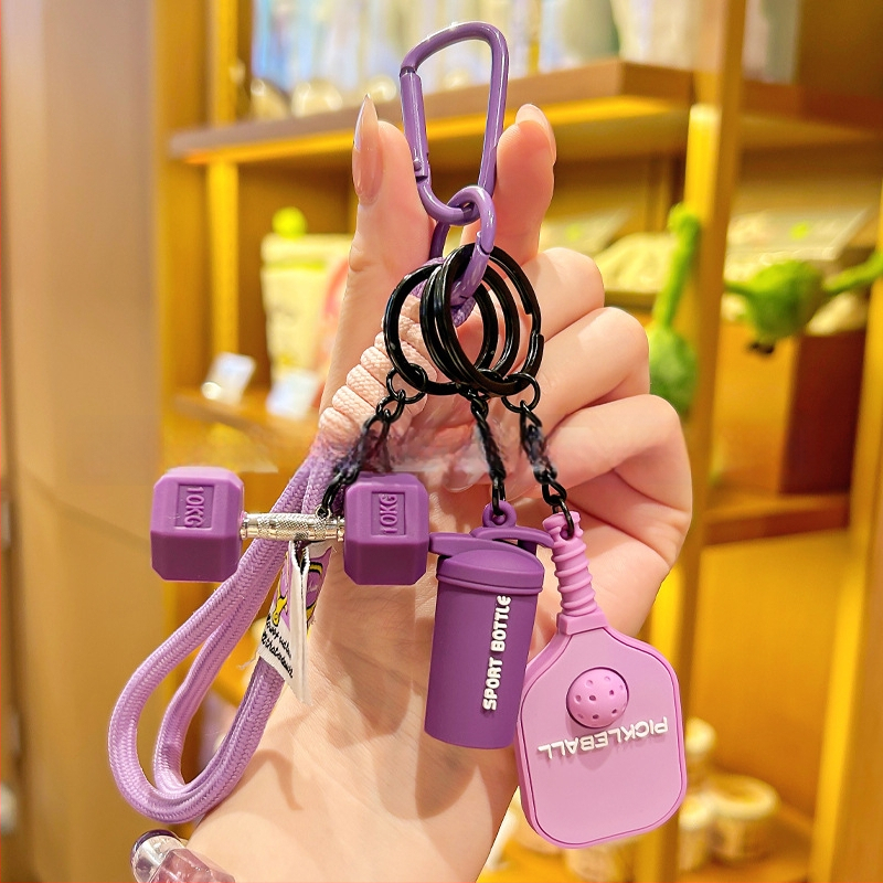 Σετ ρακέτες pickleball με καρτούν στυλ, μπρελόκ κλειδιών, μπουκάλι νερού ντοπαμίνης και μενταγιόν για σακίδιο