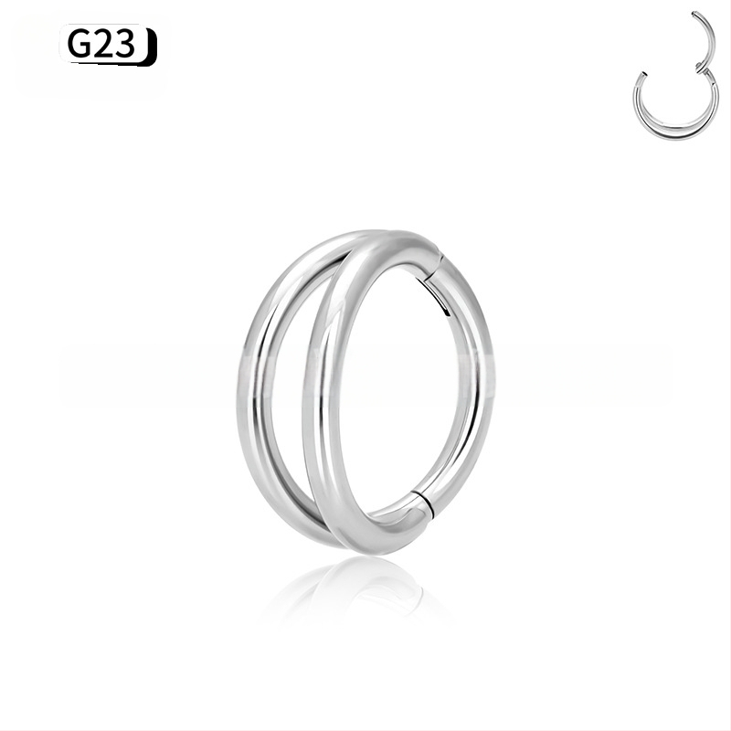 Nosis žiedas su cirkonų įdėklu, G23 titano lydinys, dviguba briauna su deimantais, išgraviruoti piercing papuošalai