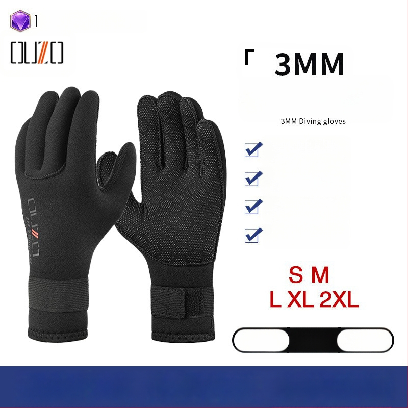 OUZO mănuși de neopren 3mm pentru scufundări – anti zgârieturi, rezistente la uzură și antiderapante, îngroșate și calde pentru înot în iarnă și pescuit
