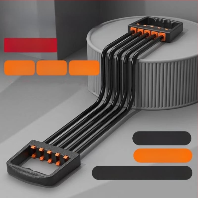 Krūtinės ištempiklis – daugiafunkcis treniruoklis krūtinės ir rankų raumenims, medžiaga TPR, pasipriešinimas 5-asis lygis, guminė traukimo juosta, tinkamas vaikams, paaugliams ir suaugusiems