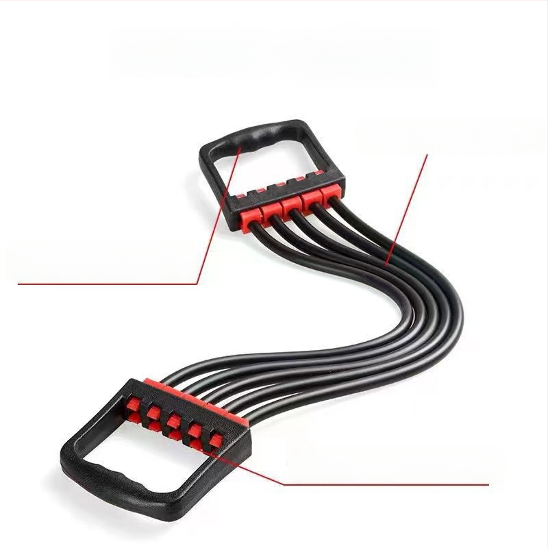 Krūtinės ištempiklis – daugiafunkcis treniruoklis krūtinės ir rankų raumenims, medžiaga TPR, pasipriešinimas 5-asis lygis, guminė traukimo juosta, tinkamas vaikams, paaugliams ir suaugusiems