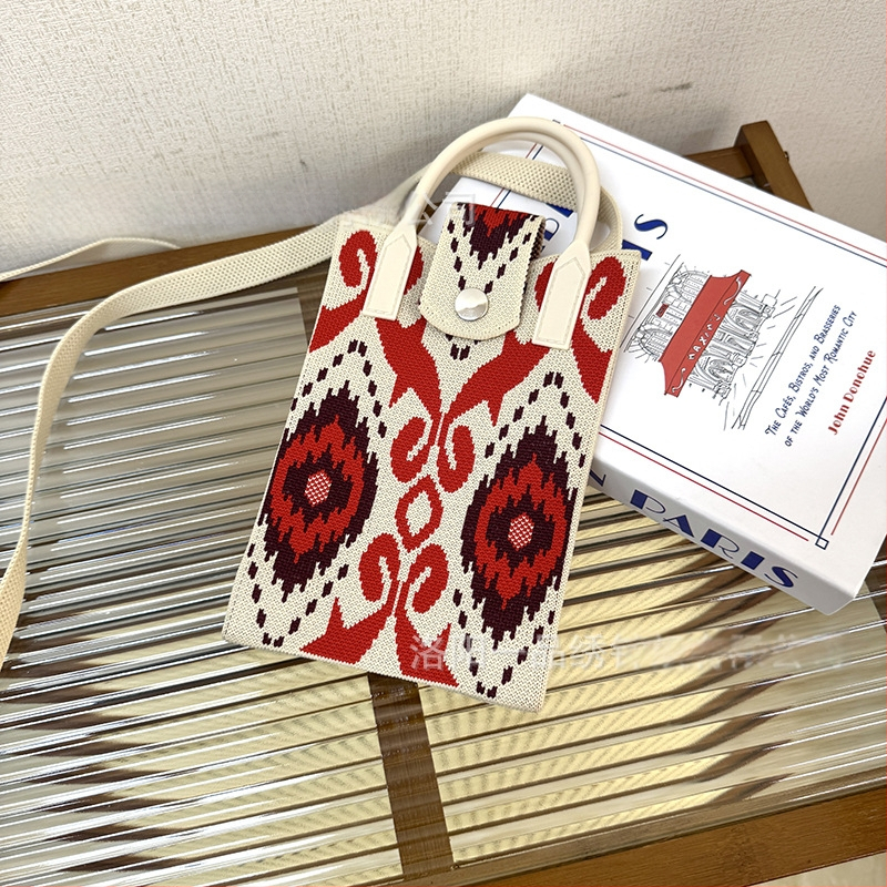 Чанта за телефон с етно стил Синдзян Ediris, полиестер, вертикална квадратна форма, заключващ механизъм, унисекс, за пътуване