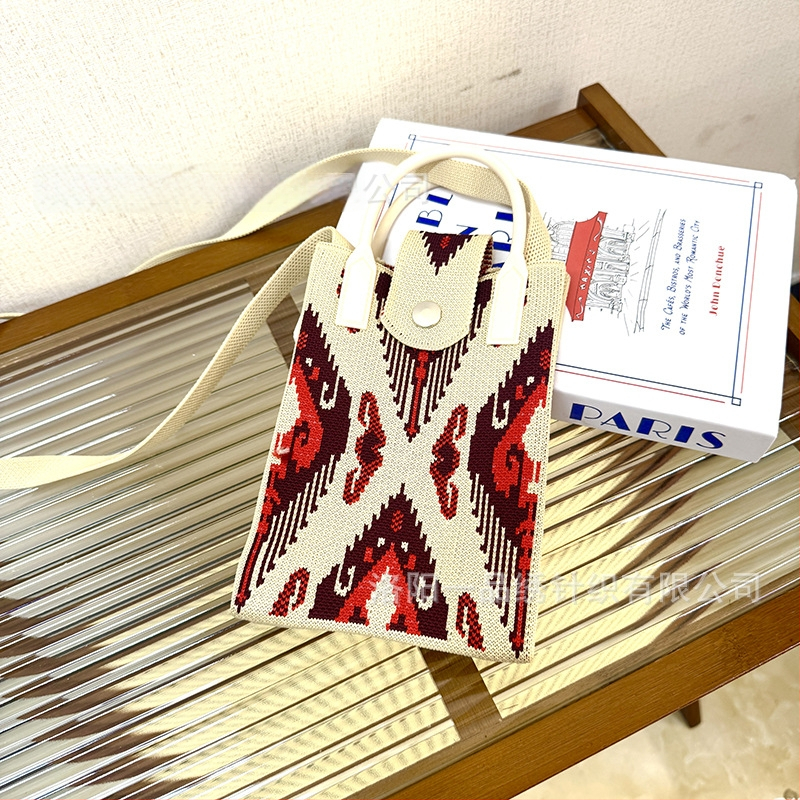 Чанта за телефон с етно стил Синдзян Ediris, полиестер, вертикална квадратна форма, заключващ механизъм, унисекс, за пътуване