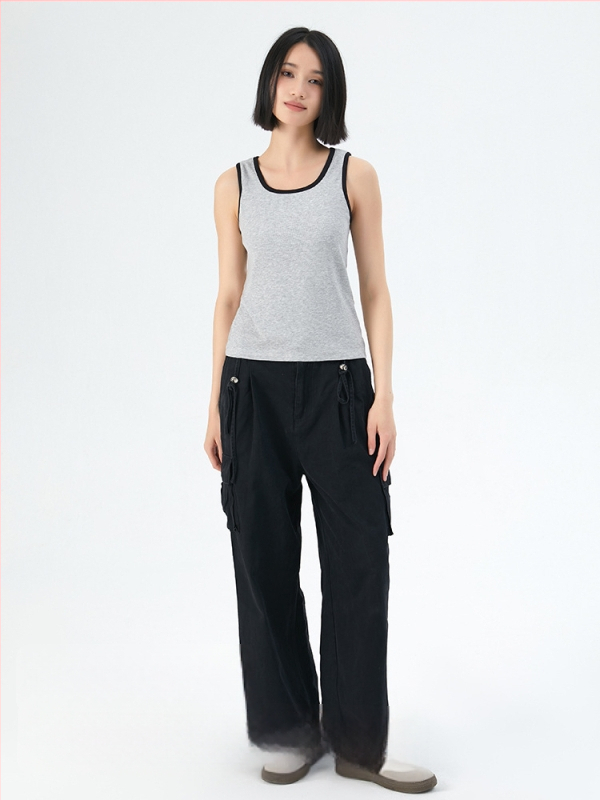 Dāmas top ar krāsu blokiem, šaura piegriezuma līnija, rayon audums, neatdalāmas plecu siksnas, vasara 2024