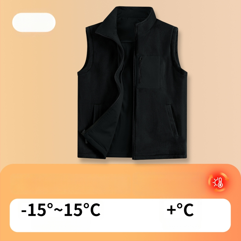 Vējizturīga divpusēja flīses veste ar augstu apkakli, rāvējslēdzējs, bieza flīsa odere, ziemai