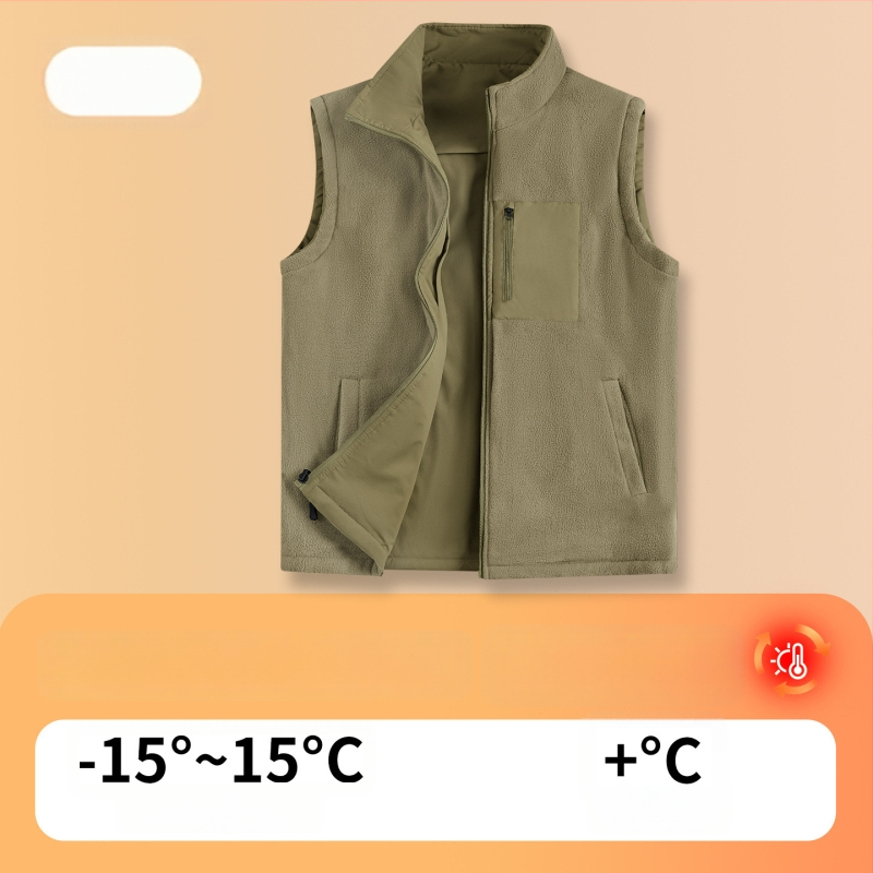 Vējizturīga divpusēja flīses veste ar augstu apkakli, rāvējslēdzējs, bieza flīsa odere, ziemai