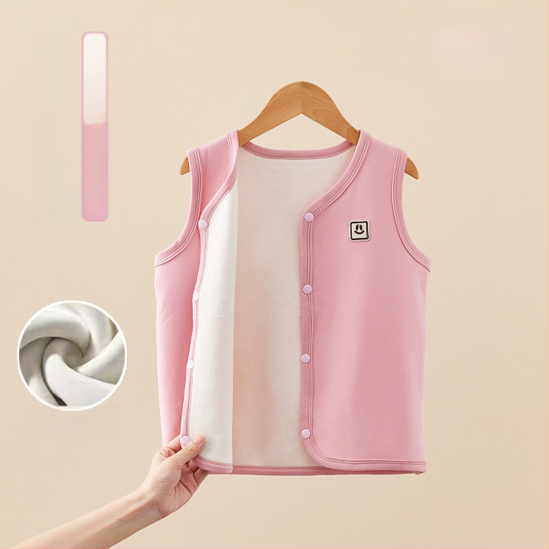 Bērnu ziemas veste ar biezāku flīsa odere, pogu slēgšana vienas rindas, poliestera odere un pildījums, vienkrāsains raksts, akadēmijas kardigāna stils