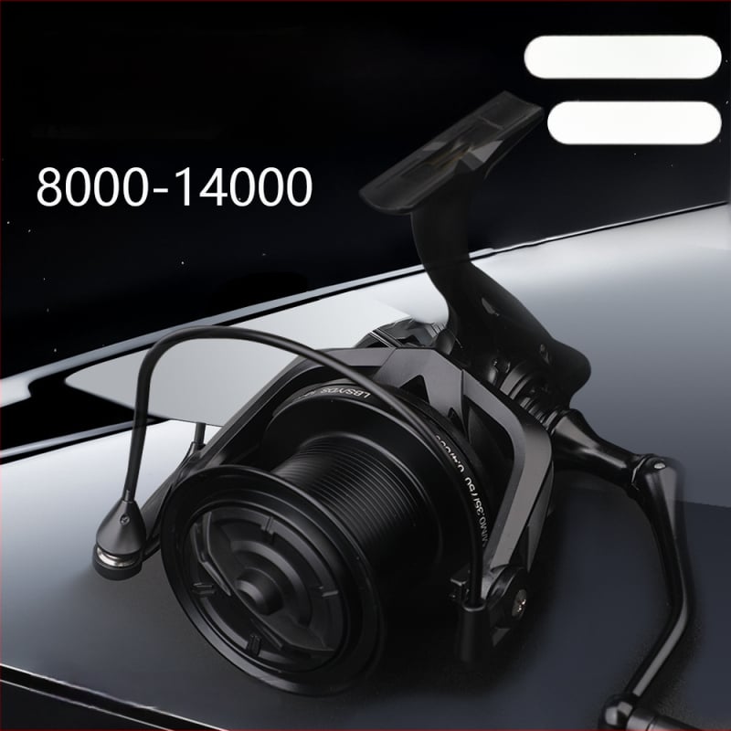 ROLLFISH dugački bacajući spinning kolut, model 14000, potpuno metalna konstrukcija, prednji kočnica, zamjenjiva ručka lijevo/desno