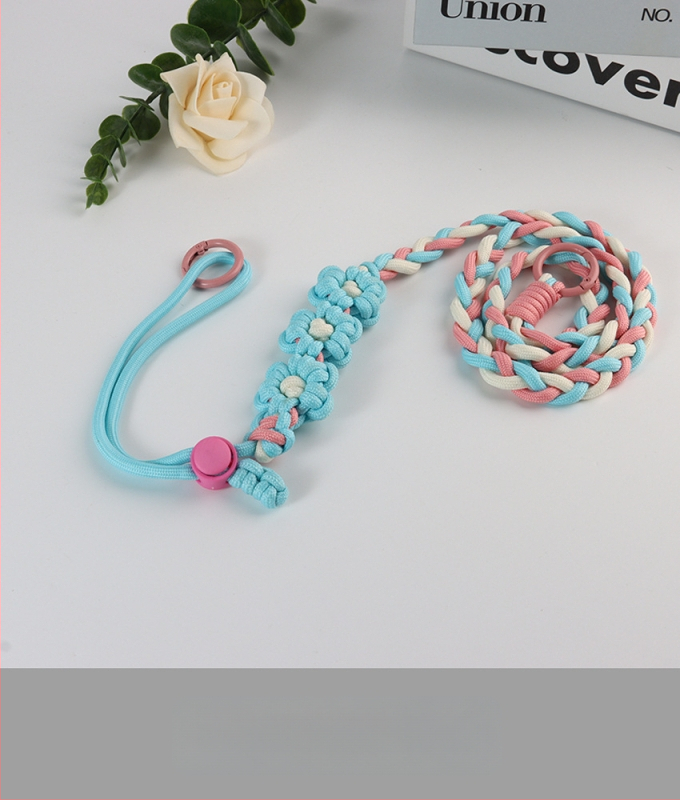 Lanyard pentru telefon cu design floral împletit, reglabil, unisex, din poliester, croitoria manuală, cataramă din plastic, Jing Orange