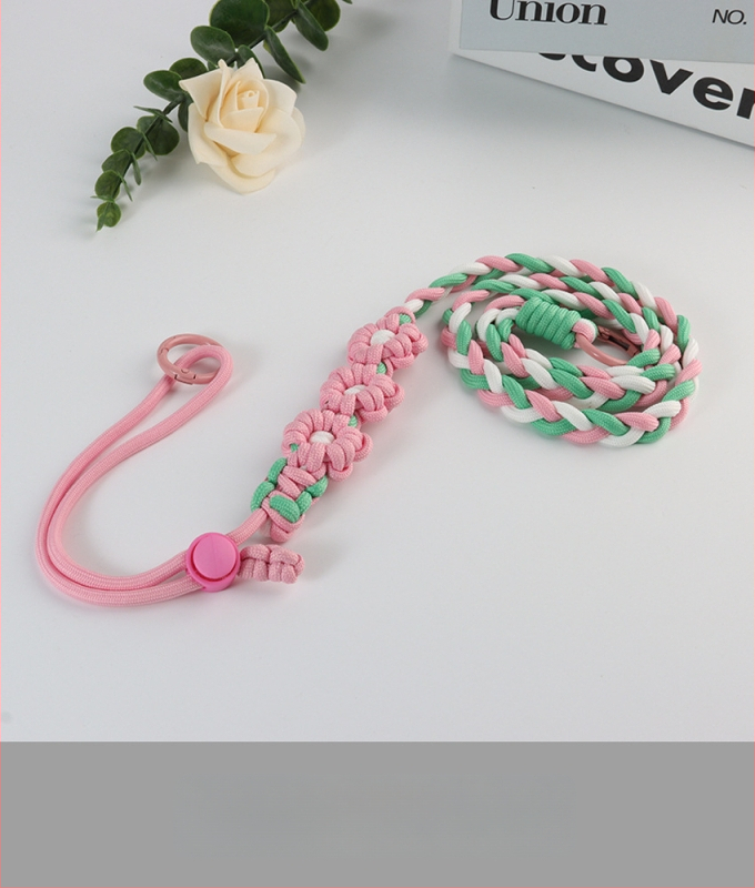 Lanyard pentru telefon cu design floral împletit, reglabil, unisex, din poliester, croitoria manuală, cataramă din plastic, Jing Orange