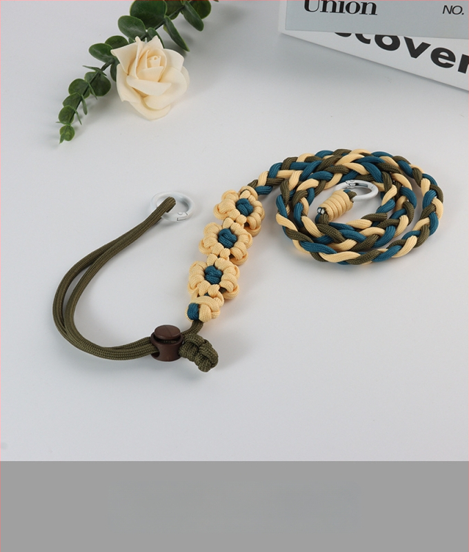 Lanyard pentru telefon cu design floral împletit, reglabil, unisex, din poliester, croitoria manuală, cataramă din plastic, Jing Orange