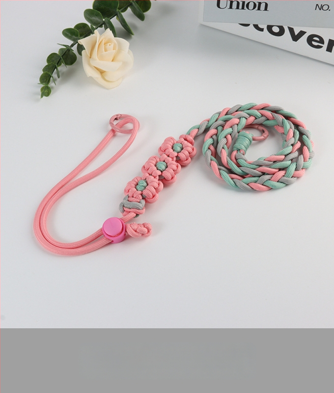 Lanyard pentru telefon cu design floral împletit, reglabil, unisex, din poliester, croitoria manuală, cataramă din plastic, Jing Orange