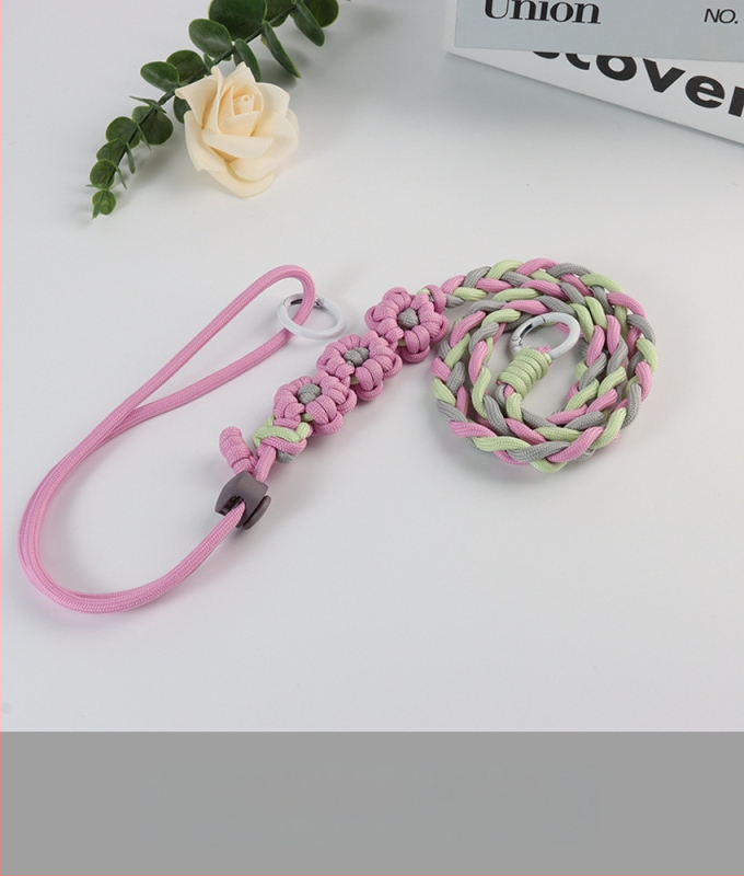 Lanyard pentru telefon cu design floral împletit, reglabil, unisex, din poliester, croitoria manuală, cataramă din plastic, Jing Orange
