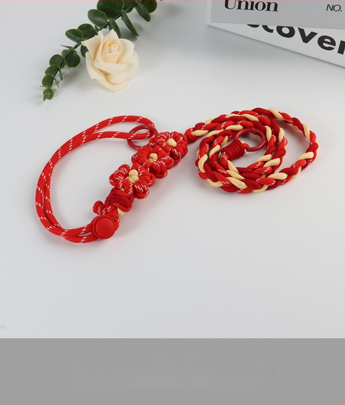 Lanyard pentru telefon cu design floral împletit, reglabil, unisex, din poliester, croitoria manuală, cataramă din plastic, Jing Orange
