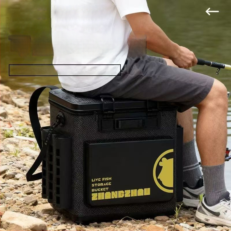 Găleată pentru pești vii cu șezut, capac dur lat, EVA îngroșat, portabilă și ușor de purtat, dintr-o piesă, mare capacitate