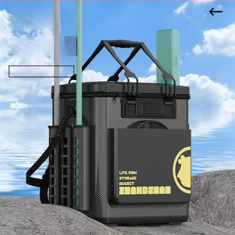 Găleată pentru pești vii cu șezut, capac dur lat, EVA îngroșat, portabilă și ușor de purtat, dintr-o piesă, mare capacitate