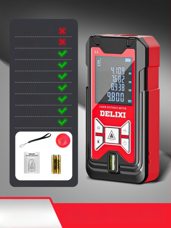 Lāzera distancmērītājs ar infrasarkano staru, augsta precizitāte, rokas izmantošanai, uzlādējams