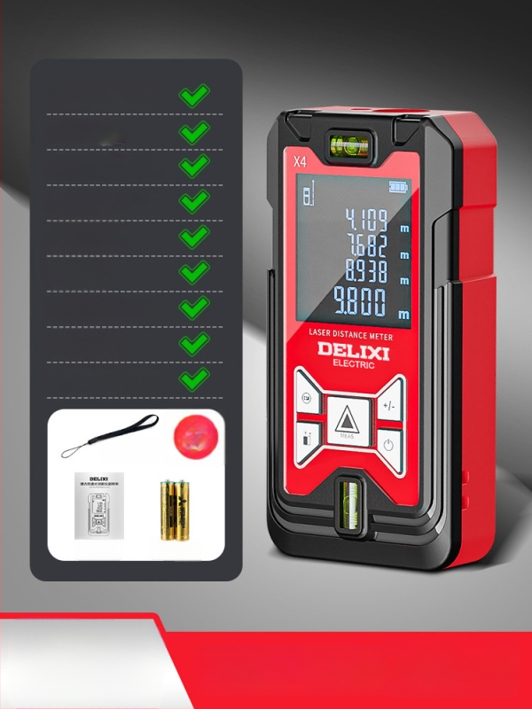 Lāzera distancmērītājs ar infrasarkano staru, augsta precizitāte, rokas izmantošanai, uzlādējams